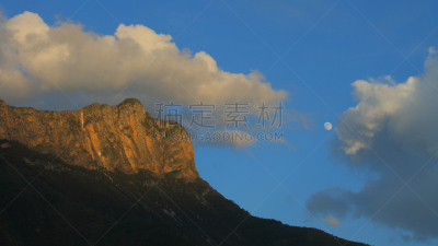 山,自然美,黄昏,月亮,灵性,泸沽湖,云南省,自然,悬崖,水平画幅