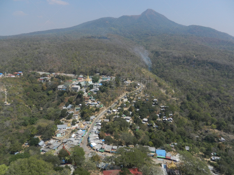 波旁山,缅甸,实地考察旅行,观测点,水平画幅,无人,户外,在上面,山脊,东南亚