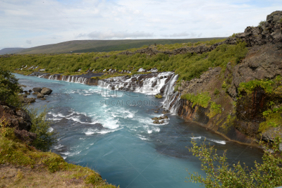 hraunfossar,冰岛国,自然,水平画幅,地形,瀑布,无人,户外,岛,著名景点