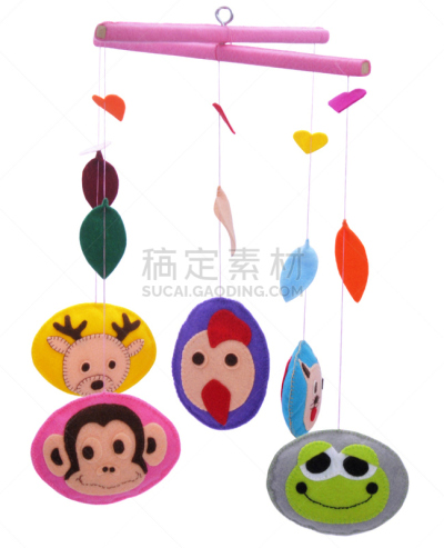 动物主题,玩具,婴儿床,垂直画幅,青蛙,手艺,毛毡制品,猴子,小公鸡,儿童房
