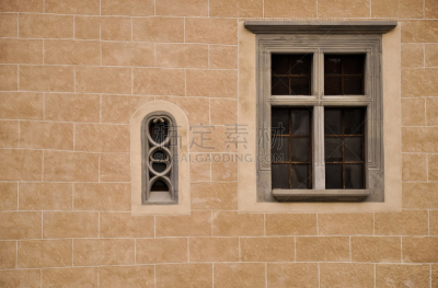 窗户,两个物体,哥特式风格,洋葱花,正面视角,窗台,水平画幅,墙,建筑,无人