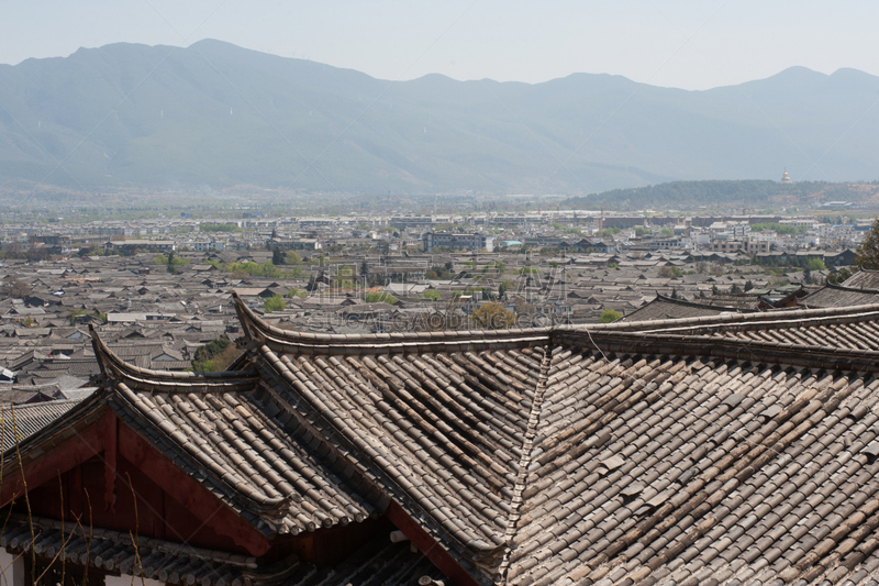 丽江,屋顶,远古的,古城,纳西族,云南省,旅途,世界遗产,灰色,瓦