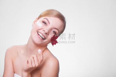 人的脸部,叶子,青年女人,女孩,米色,毛细血管,抗衰老,青少年,留白,水平画幅