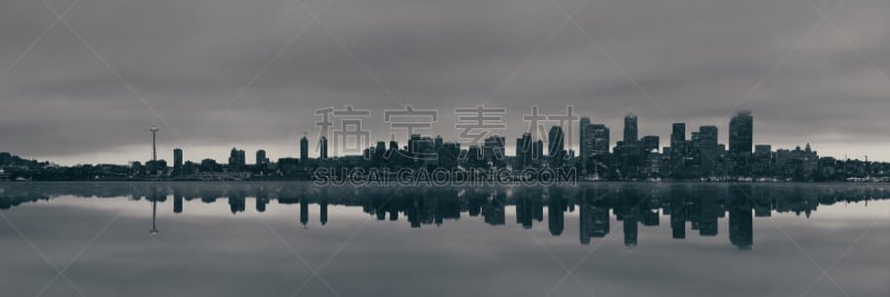 西雅图,城市天际线,哥伦比亚中心,斯密斯塔,西雅图太空针塔,华盛顿州,美国,水平画幅,建筑,无人