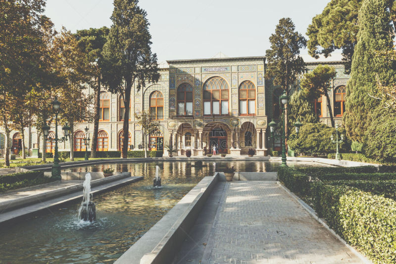 View of Salam Hall building, part of Golestan Palace in Tehran, capital of Iran