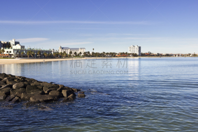 圣魁达,墨尔本,天空,美,水平画幅,夏天,海岸地形,户外,都市风景,海滩