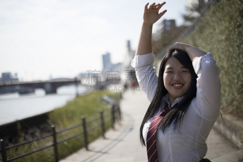 日本人,可爱的,女孩,日本校服,美,水平画幅,美人,仅成年人,青年人,仅一个青年女人