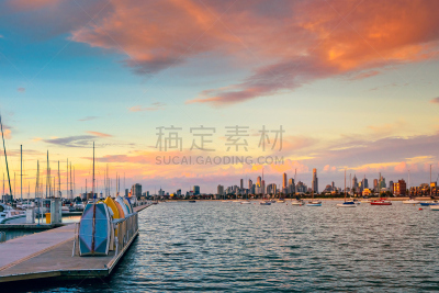 城市天际线,墨尔本,维多利亚州,圣魁达,澳大利亚文明,顶部,水,休闲活动,旅行者,夏天