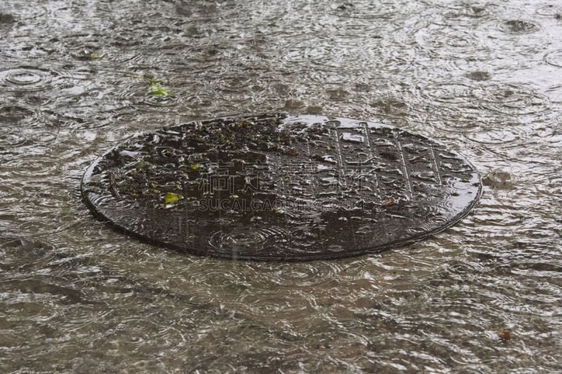 泰国,水灾,圆形,检修口,雷雨,固体,鸡尾酒,水,暴风雨,重的