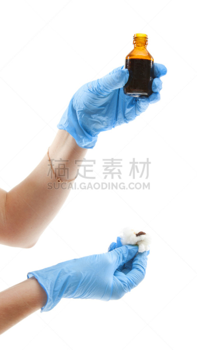 碘,健康保健,护士,背景分离,药,医疗流程,小的,瓶子