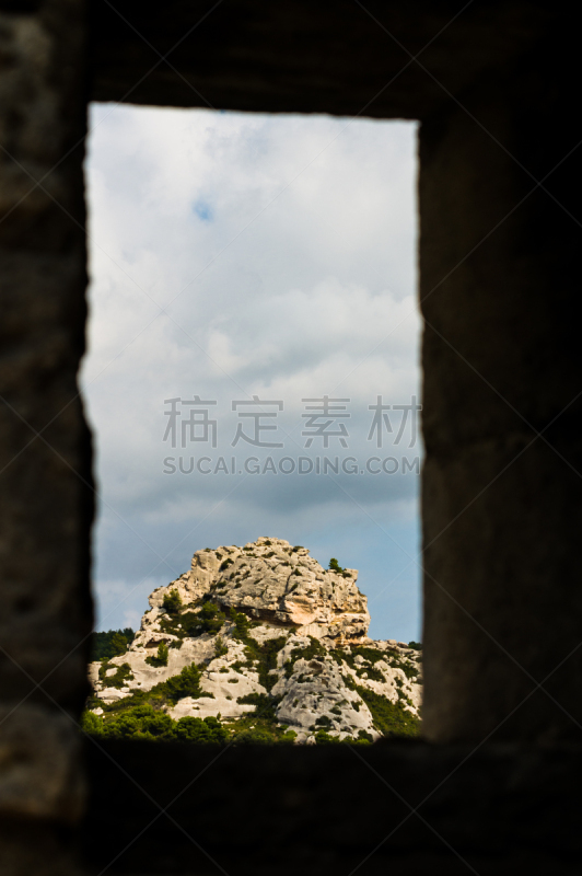 法国,看风景,阿尔皮勒,伯欧-普罗旺斯,垂直画幅,天空,无人,古老的,户外,要塞