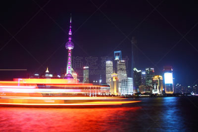 上海,未来,新的,夜晚,东亚,浦东,滨水,都市风景,现代,建筑业