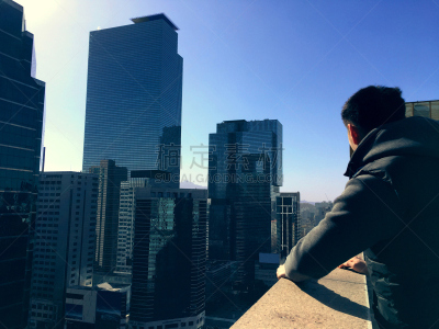 办公室,天空,水平画幅,高视角,市区路,交通,十字路口,都市风景,韩国,屋顶