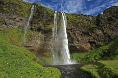 冰岛国,seljalandsfoss waterfall,南,水,水平画幅,瀑布,无人,夏天,户外,著名自然景观