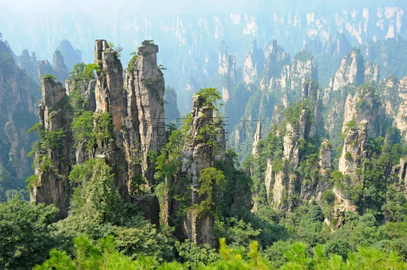 张家界 风景 中国 武陵源 湖南省 喀斯特 自然 悬崖 水平画幅 无人图片素材下载 稿定素材
