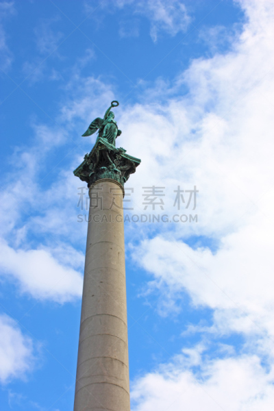 在上面,雕像,柱子,垂直画幅,纪念碑,威廉二世,建筑,古老的,斯图加特,巴洛克风格