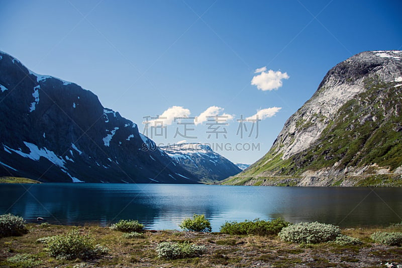 湖,山脉,挪威,水,天空,美,水平画幅,云,雪,无人