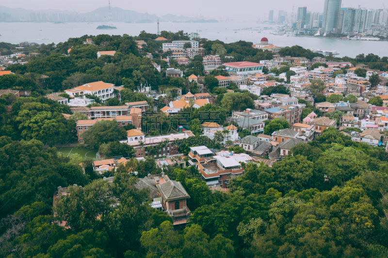 鼓浪屿,厦门,都市风景,福建省,网,天空,高视角,工业船,古典式,起重机