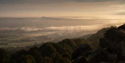 雾,wharfdale,山谷,视角,奥特雷,云景,云,英国,英格兰,色彩鲜艳