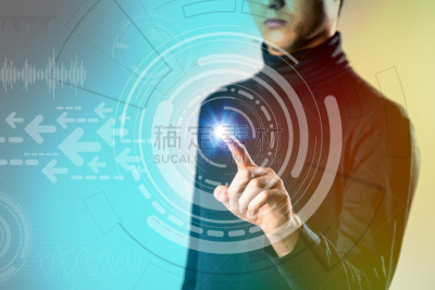 未来,青年男人,立体图像,数字化显示,增强现实,经理,量表,程序员,计算机软件,计算机制图