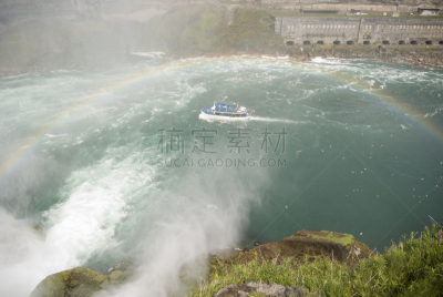 观光船,尼亚加拉瀑布,雾中少女号,自然,水,旅游目的地,水平画幅,无人,彩虹,船