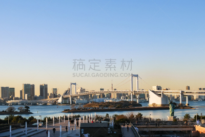 都市风景,日本,东京,台场,桨叉架船,吊桥,居住区,彩虹桥,船,城市生活