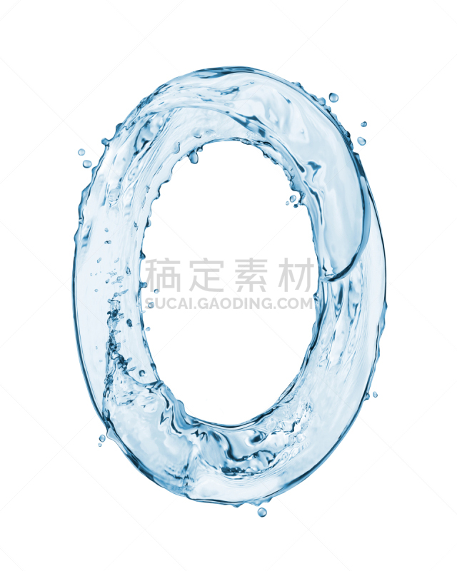 数字0,水,白色背景,分离着色,数字,液体,垂直画幅,字母,溅,做