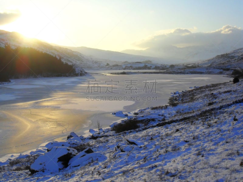 卡博科如格,斯诺登峰,雪,湖,冻结的,风景,自然,天空,美,水平画幅