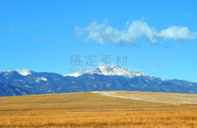 派克山峰国家森林,草地,洛矶山脉,寒冷,水平画幅,地形,雪,无人,户外,雪山