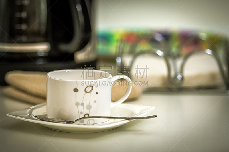 咖啡杯,一个物体,杯,汤匙,图像,复古风格,盘子,餐具,无人,2015年