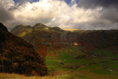 日光,哈里森思迪科山,坎布里亚,水,暴风雨,国家公园,水平画幅,山,英格兰,户外
