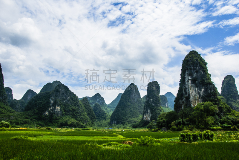 喀斯特,山脉,风景,法明顿山,桂林山水,天空,水平画幅,高视角,林区,岩层