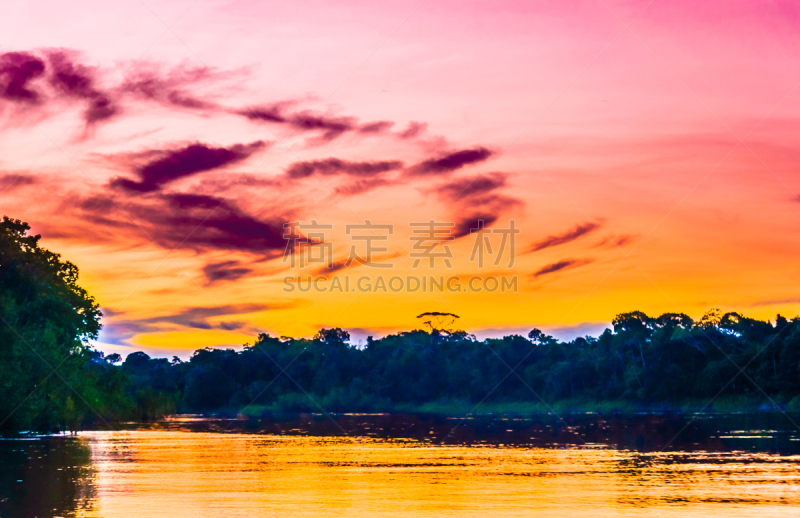 色彩鲜艳,河流,巴西,风景,森林,亚马孙洲,云景,热带气候,环境,云