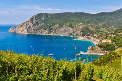 蒙泰罗索,海岸线,全景,水平画幅,山,无人,户外,瑞尔马乔里,拉斯佩济亚,葡萄园