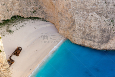 扎金索斯,全景,船难海滩,沉船湾,爱奥尼亚海,水,天空,度假胜地,水平画幅