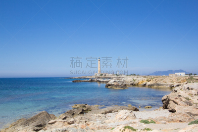 灯塔楼,法维尼亚纳,自然,悬崖,水平画幅,夜晚,无人,蓝色,夏天,船