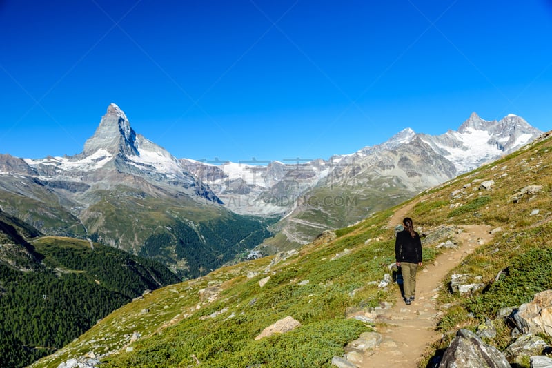 地形,马特洪峰,策尔马特,瑞士,徒步旅行,自然美,天空,青少年,休闲活动,雪