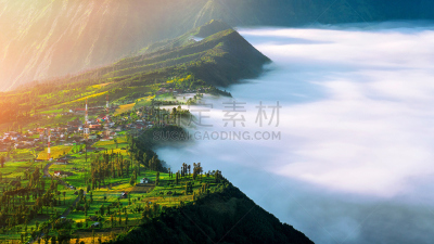 bromo-tengger-semeru national park,山,乡村,印度尼西亚,万绕,塞梅鲁火山,滕格尔火山,东爪哇,天空,美