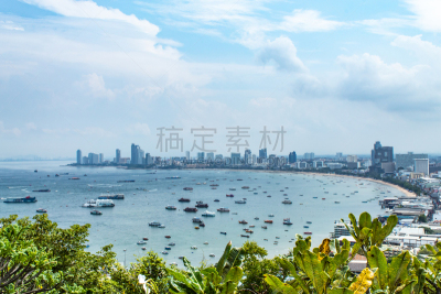 视角,泰国,都市风景,芭堤雅,海滩,船,商务,热带气候,云,著名景点