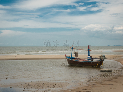 船,海滩,自然,水平画幅,古老的,户外,退潮,日落,摄影,钓鱼