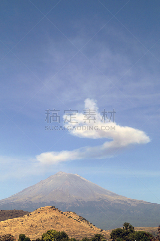 波波卡特佩特火山,喷气孔,自然,垂直画幅,地质学,全景,户外,烟,云景,拉丁美洲