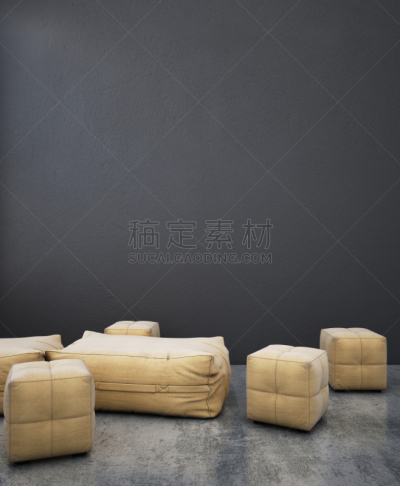 褐色,三维图形,懒人椅,吧椅,灰色背景,室内,混凝土,室内地面,垂直画幅