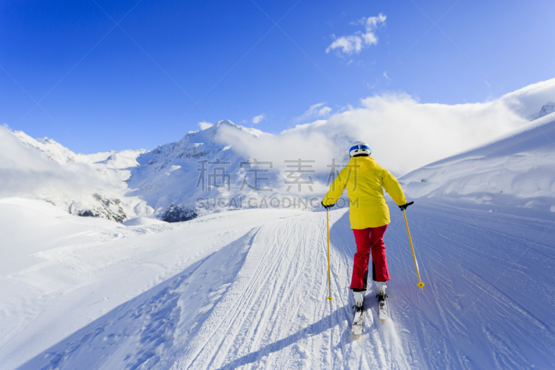 滑雪坡,滑雪运动,水平画幅,雪,户外,白人,运动,特技,冬天,活动