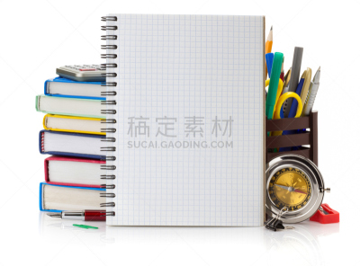 重返校园,概念,水平画幅,无人,图钉,篮子,背景分离,学校用品,铅笔,罗盘