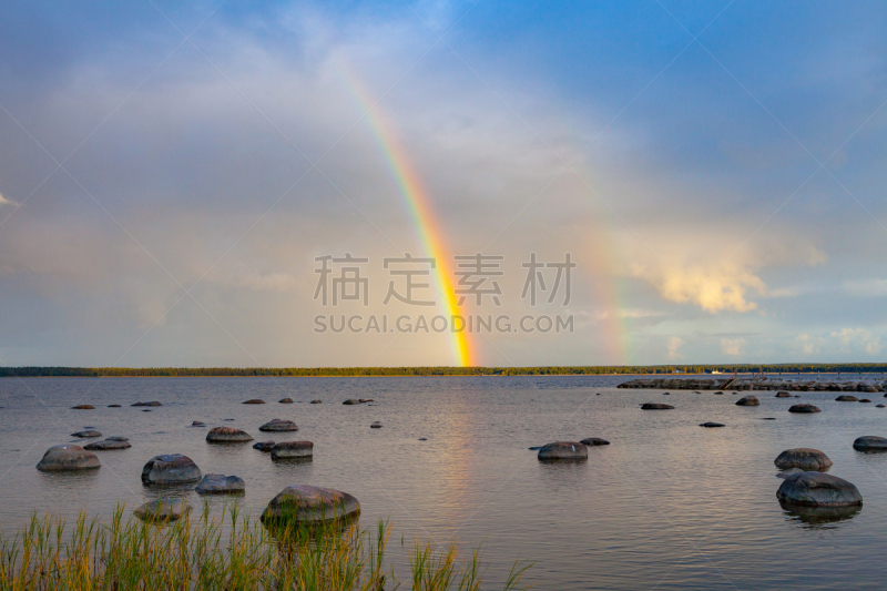 彩虹,岩石,海洋,爱沙尼亚,在上面,河口,水,天空,暴风雨,度假胜地