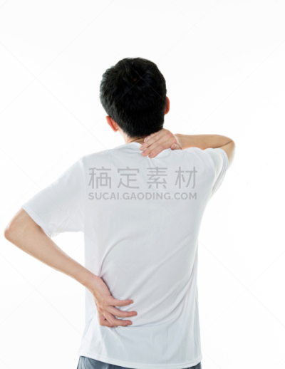 青年人,脖子,男人,痛苦,颈痛,僵硬的肩膀,背痛,垂直画幅,留白,半身像