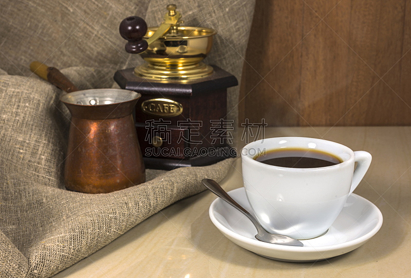 土耳其式咖啡壶,咖啡,杯,传统风车,磨咖啡机,烤咖啡豆,咖啡馆,水平画幅,无人,香水