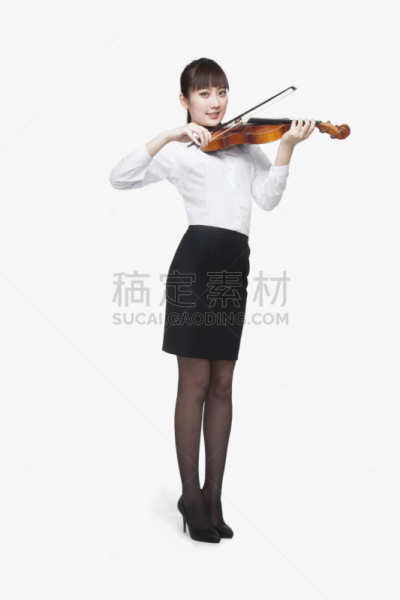青年女人,进行中,小提琴,小提琴手,砰,肖像,拿着,全身像,裙子