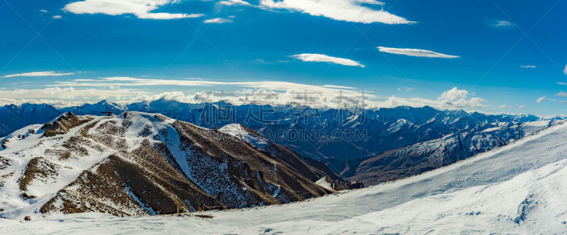 全景,皇后镇,新西兰,山,蹄冠峰,滑雪场,摄像机拍摄角度,接力赛,滑雪坡,自然