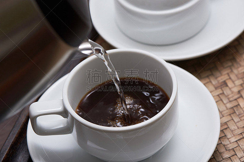 壶,咖啡杯,处于困境,水,芳香的,水平画幅,早晨,饮料,特写,泰国